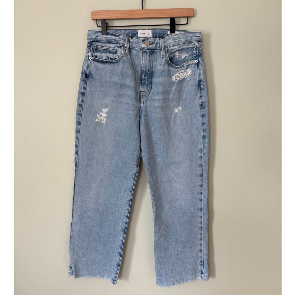 Frame Le Jane Crop Lightwash Wide Leg Jeans 29